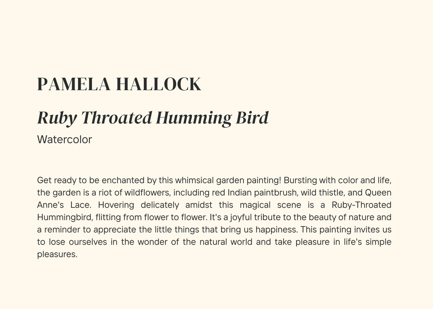 Ruby Throated Humming Bird